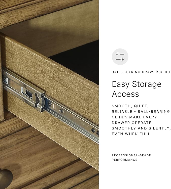 Signature Design by Ashley Sharlance Casual 3-Drawer Nightstand with Felt-Lined Top Drawer, Power Supply and USB Ports for Bedroom, Light Brown