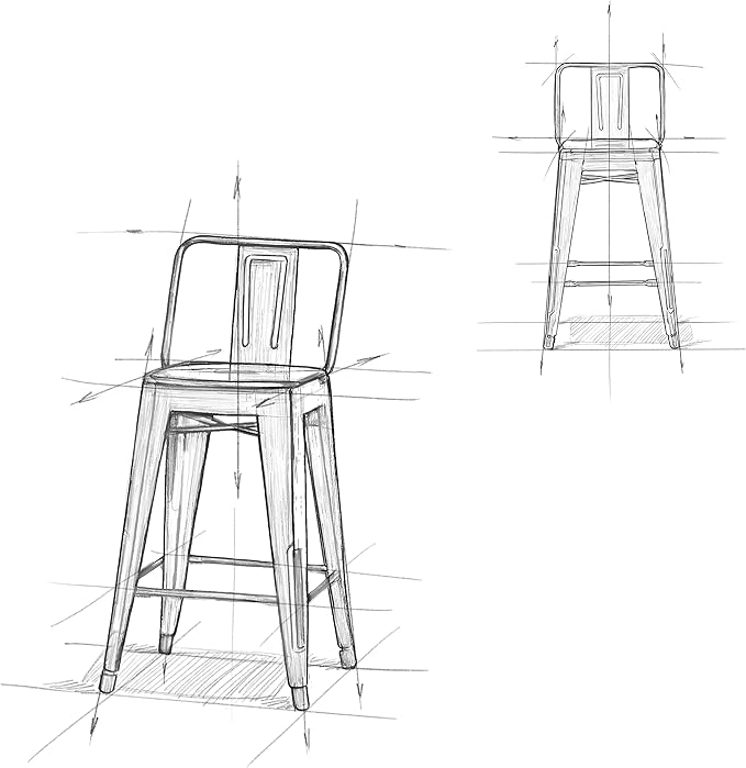 SIMPLIHOME Rayne Counter Stools (Set of 2) - 24 Inch Seat Height Metal Kitchen Seats in White, Industrial Seating for Dining Room or Kitchen with Curved Backrest and Footrest