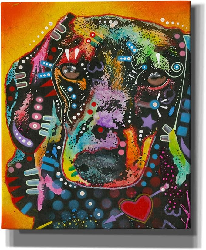 Epic Graffiti 'Brilliant Dachshund' by Dean Russo, Canvas Wall Art, 20"x24"