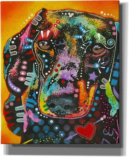 Epic Graffiti 'Brilliant Dachshund' by Dean Russo, Canvas Wall Art, 20"x24"