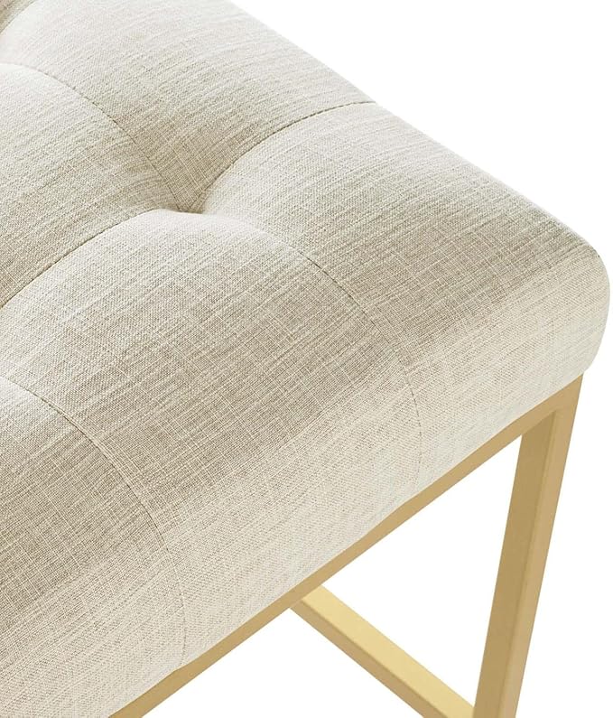 Modway Privy Stainless Steel Upholstered Fabric Bar Stool, Gold Beige