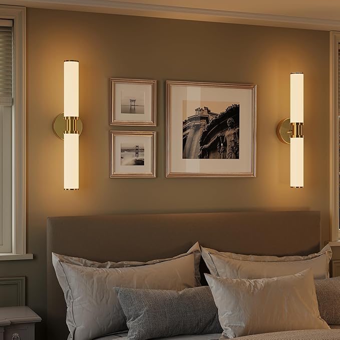 Battery Operated Wall Sconce Set of 2, Gold Cordless Wall Sconces, Modern Rechargeable Wall Lights with Remote Control, Dimmable for Living Room, Bedroom, Bathroom, Hallway, Entryway 3000K