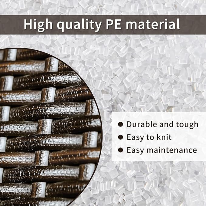 Brown Woven Rattan, Plastic PE Wicker Repair Material for Garden Chair Coffee Table Patio Furniture Storage Basket Hand-Woven DIY Material (around 220ft)