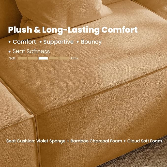 53" Power Reclining Chair, Modern Recliner Sofa for Living Room or Bedroom, Performance Fabric Seats with Pillows, Mid Century Modern Chair, Pet Friendly, Orange