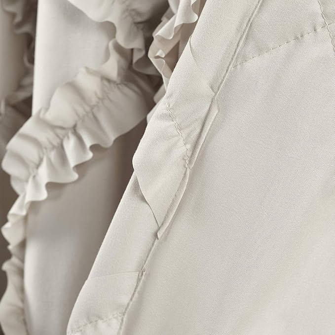 Lush Decor Ruffle Diamond Window Curtain Panel Pair, 84 in x 54 in, Neutral