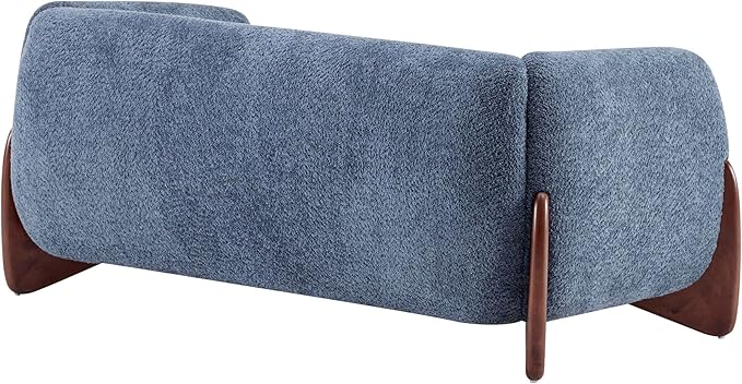 Christopher Knight Home Alma 63" Boucle Loveseat with Wood Legs, 2 Seater Sofa Couches for Living Room, Upholstered Couch Chair, Soft Seating Lounge Sofa Chair, Cozy Loveseat with Armrest, Navy Blue