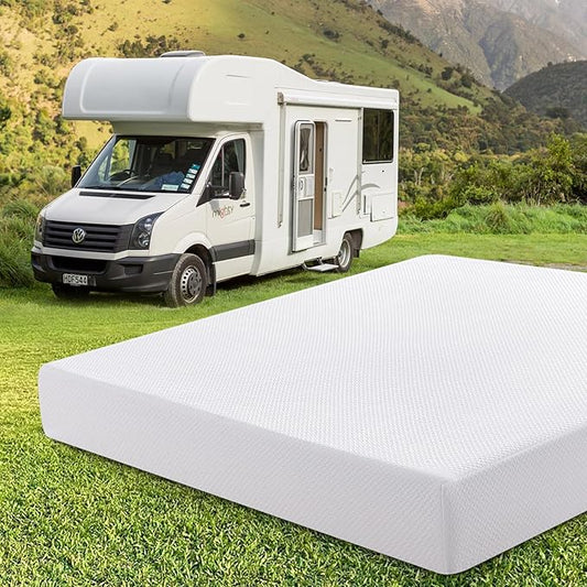 RV Mattress Short King, 10 Inch Cooling Green Tea Gel Memory Foam Camper Mattresses Fiberglass Free Medium Firm Bed-Mattress in a Box, Made in USA, CertiPUR-US Certified Safe Foams & Fabric, 75"×72"