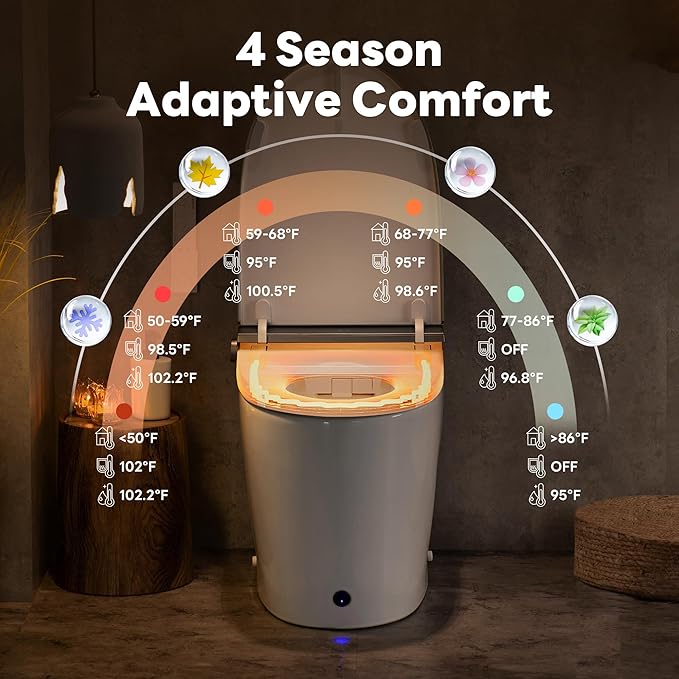 Casta Diva Smart Toilet with Bidet Built in, Auto Open/Close Lid,1000g MaP Flush, Heated Seat & Foam Dispenser, Foot Sensor Auto Flush, Blackout Flush, Bidet Toilet with Tank Built in (CD-K030PRO)