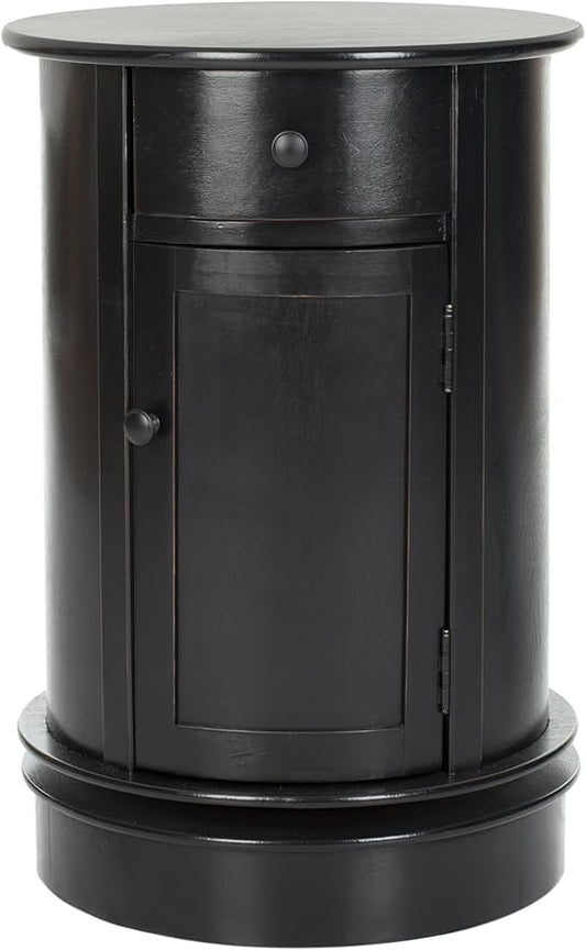 SAFAVIEH Home Collection – Tabitha Black Round Swivel Storage End Table, Farmhouse Accent Table with Drawer & Cabinet, Fully Assembled (AMH5712B)