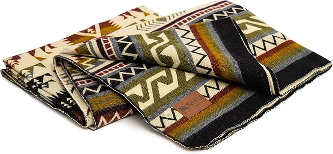 QISU Wool Blanket Throw | Large, Beautiful, Warm, Handmade in Ecuador by Local Artisans |94″ x 78″|Ultra-Soft, Hypoallergenic & Breathable | Non-Itchy or Scratchy Fabric(Blue Footed Bobby)