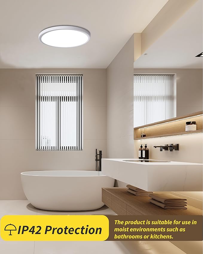 LED Flush Mount Ceiling Light Fixture,Round 9 Inch 18w 1860lm 3000k,4000k,6000k CCT Selectable, Modern Flat Panel Super Slim Led Ceiling Light,for Living Dining Kitchen Bedroom Room (8Pack-White)