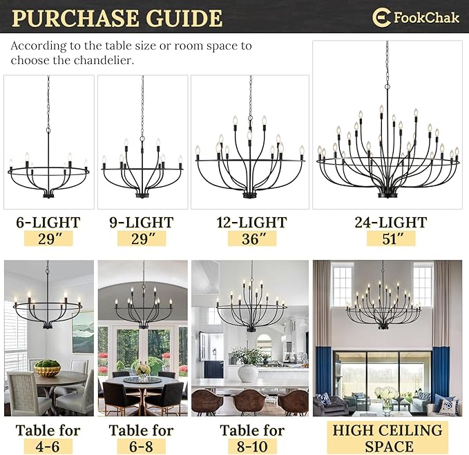Black Chandelier 12 Light, Hallway Chandelier for Entryway High Ceiling Foyer Candle Chandeliers 36in Modern Farmhouse Light Fixture Chandeliers for Dining Room Master Bedroom Living Room