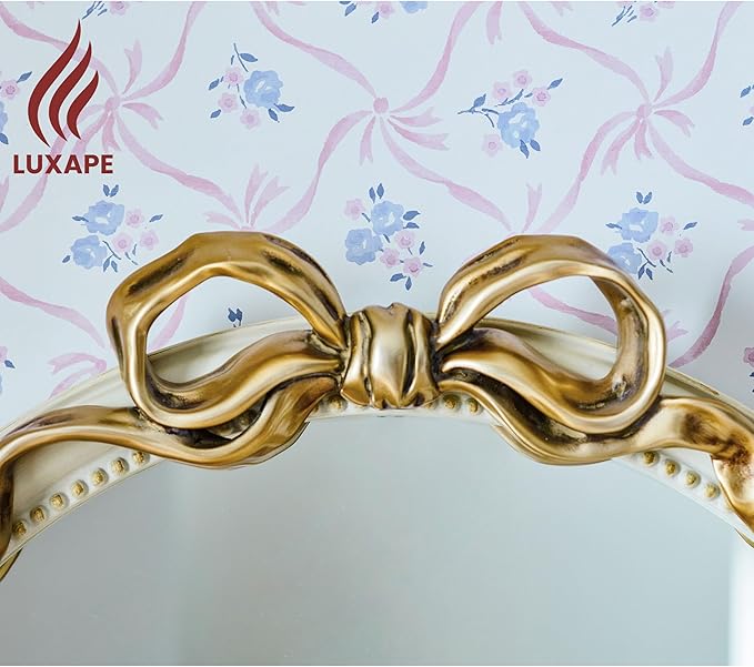 24-Inch Gold Bow Resin Mirror – Perfect Decorative Accent for Nursery and Elegant Baby Room Decor (Gold_1, 24in)