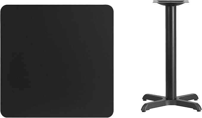 Flash Furniture 30'' Square Black Laminate Table Top with 22'' x 22'' Table Height Base