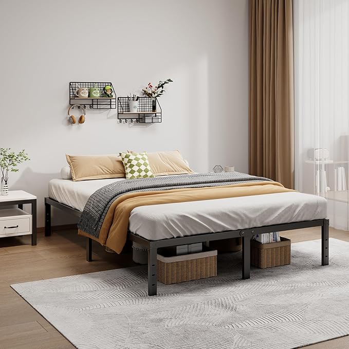 Metal Bed Frame California King Size - 14 Inch Heavy-Duty Cal King Platform Bed Frame No Box Spring Needed, Easy Assembly, Noise-Free, Sturdy Mattress Foundation, Underbed Storage Space