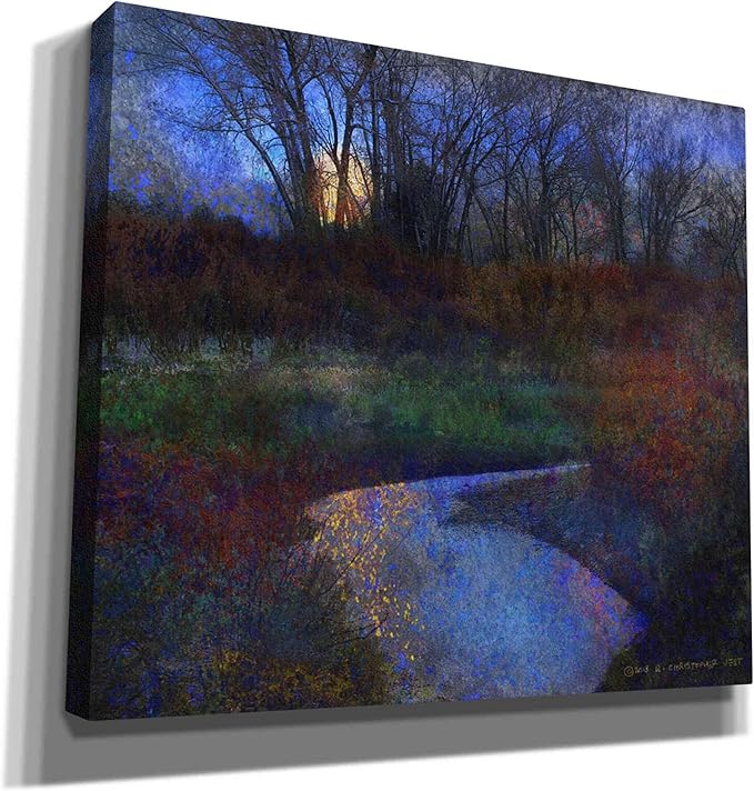 Epic Graffiti 'Moonlit Stream' by Chris Vest, Canvas Wall Art, 30"x26"