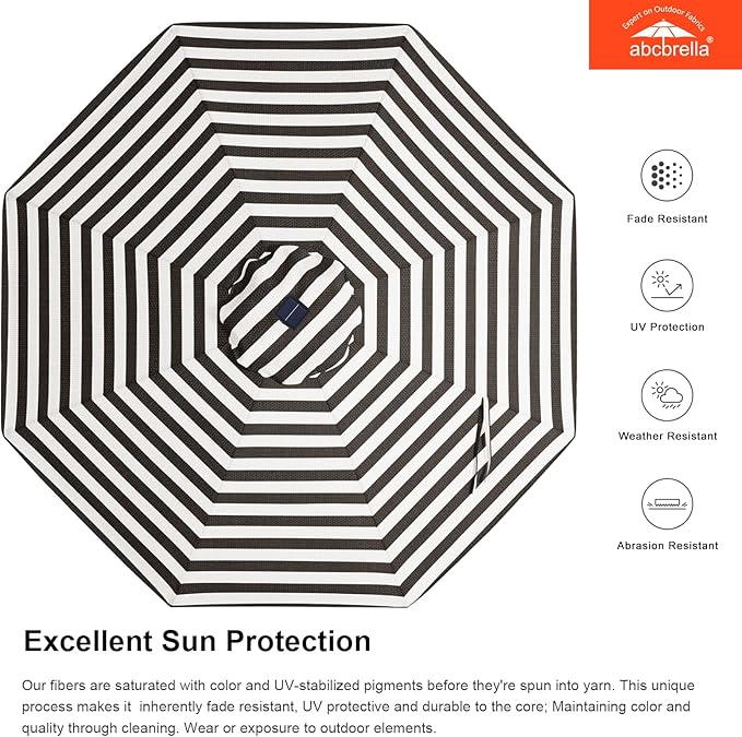 ABCCANOPY OLEFIN® 5-Year No Fading Patio Umbrella with Solar Lights (Black Stripe)