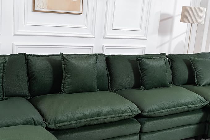 Eafurn Oversized Reversible Modular Sectional Sofa with Movable Ottoman, Convertible L Shaped Corner Couch Modern Chenille Sofa Set w/Double Layers Seat Cushions for Living Room Apartment
