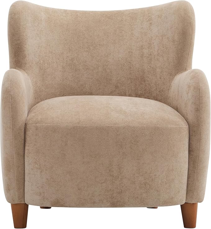 Christopher Knight Home Wingback Accent Chair, Fabric Club Chair, Upholstered Armchair, Curved Backrest Single Sofa, Soft Cushion Seating, Comft Lounge Chair for Living Room Reading Home Rest, Camel