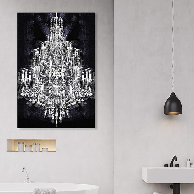 The Oliver Gal Artist Co. Fashion and Glam Wall Art Canvas Prints 'Montecarlo Crystal' Home Décor, 30 in x 45 in, White, Black