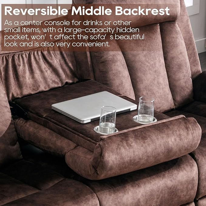 GUEAPY Reclining Sofa and Loveseat Set-Power Reclining Furniture Sets with Heat and Massage, 2 Piece Recliner Couches Set with Console,Drop Down Table,Cup Holders,USB & Type-C Ports for Living Room