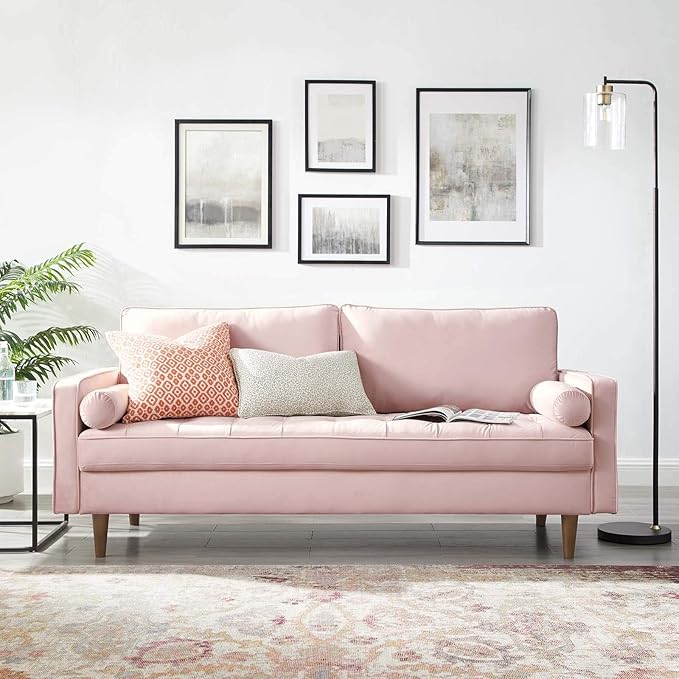 Modway EEI-3764-PNK Valour Performance Velvet Sofa, Pink