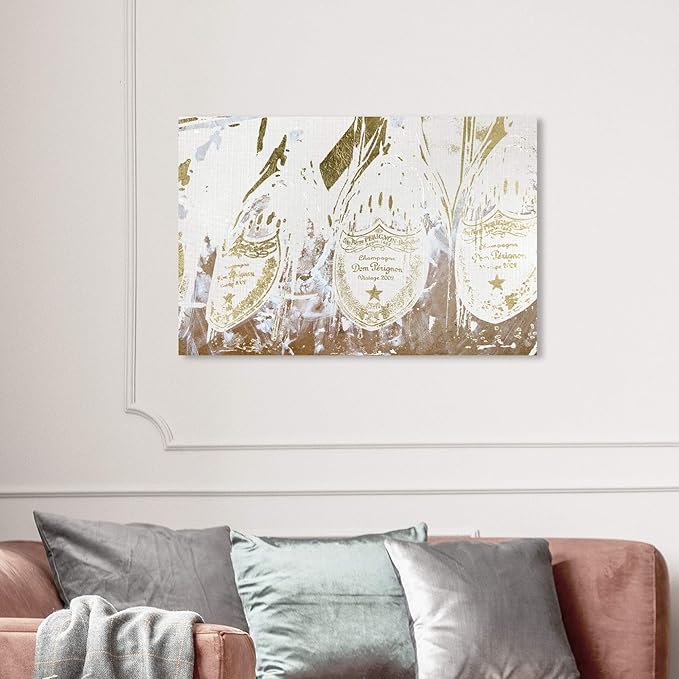 The Oliver Gal Artist Co. Drinks and Spirits Wall Art Canvas Prints 'Champagne Showers' Home Décor, 36 in x 24