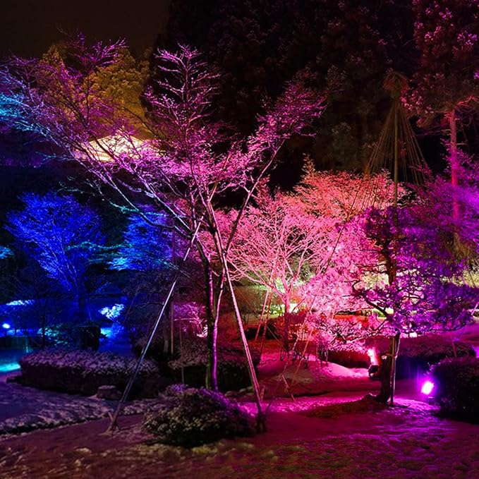 LED Flood Light Outdoor 800W Equivalent, Bluetooth Smart Color Change Landscape Lighting, DIY-Scene+RGB Colors+Warm White 2700K - APP&Group Control & Timing IP66 Waterproof US 3-Plug Up Light 2Pack
