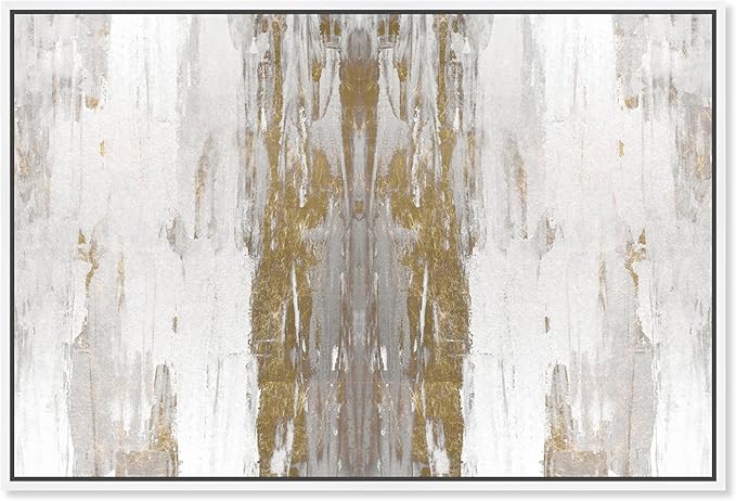 The Oliver Gal Artist Co. Abstract Framed Wall Art Canvas Prints 'Sensation Paint Home Décor, 54" x 36", Gold, White