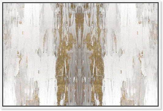 The Oliver Gal Artist Co. Abstract Framed Wall Art Canvas Prints 'Sensation Paint Home Décor, 54" x 36", Gold, White