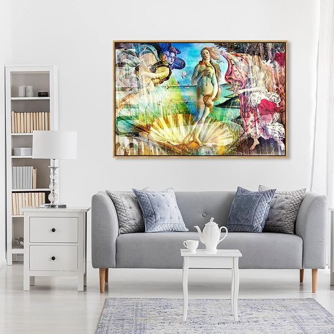 The Oliver Gal Artist Co. Spiritual and Religious Wall Art Framed Canvas Prints 'Birth of Venus - Botticelli' Zodiac