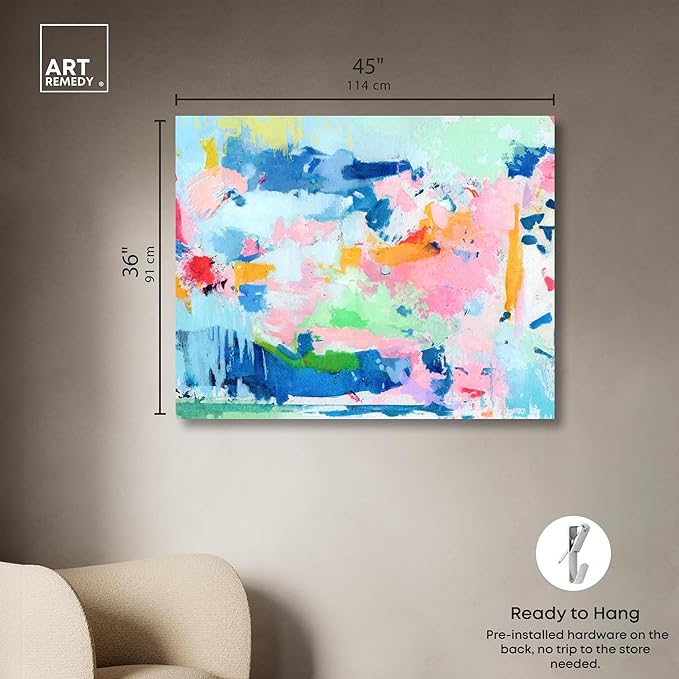 Art Remedy Peaceful Haven Canvas Bright Colorful Abstract Wall Art, Gallery Wrapped, 45" x 36"