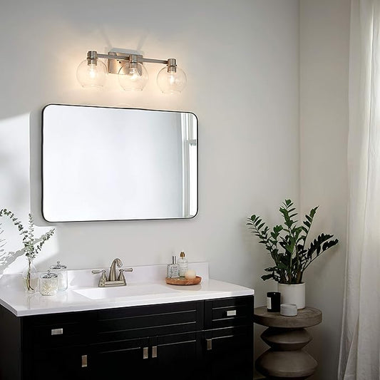 Kichler Harmony 24.5" Vanity Light in Brushed Nickel, 3-Light Traditional Bathroom Vanity with Clear Glass, (24.5" W x 8.25" H), 45894NI