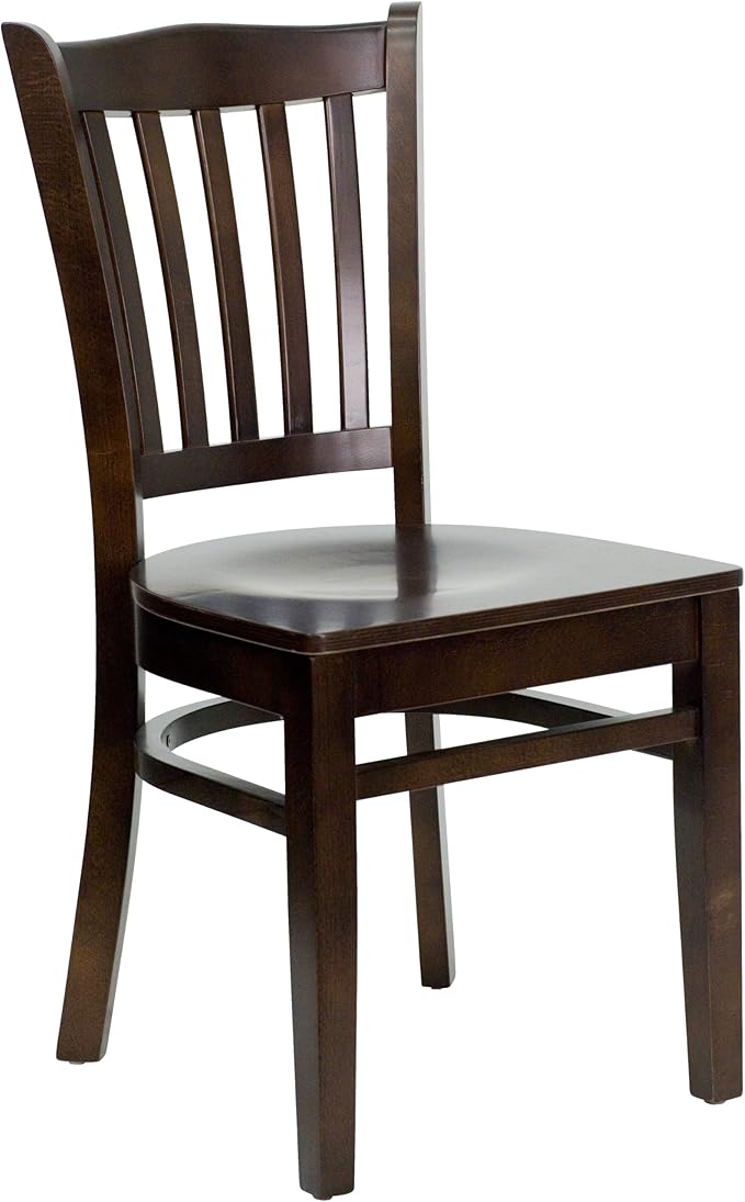 Flash Furniture HERCULES Series Vertical Slat Back Walnut Wood Restaurant Chair