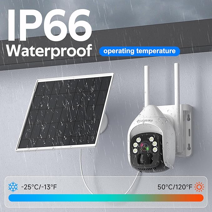 Solar Security Cameras Wireless Outdoor, 2K Pan/Tilt 360° WiFi Cameras for Home Security, Battery Powered Camera with Spotlights, Color Night Vision,Siren,Human Detection,Support 5G&2.4GHz Dual WiFi