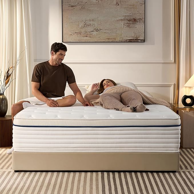 Full Size Mattress 12 Inch,Medium Plush Hybrid with Memory Foam& Individually Wrapped Pocket Coils for Support,CertiPUR-US Certified,Fiberglass-Free