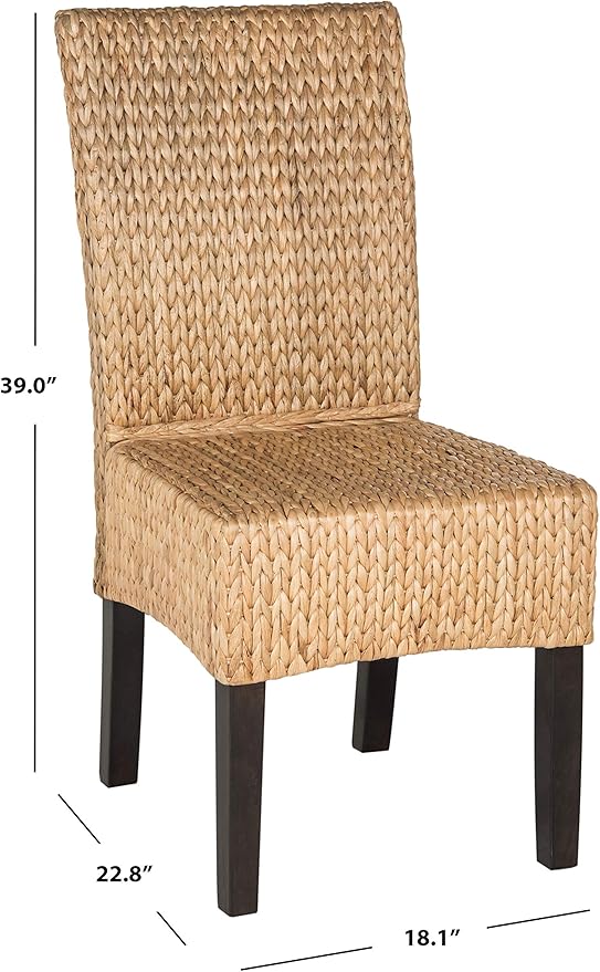 Safavieh Home Collection Luz Natural Wicker Dining Chair (Set of 2), 18"