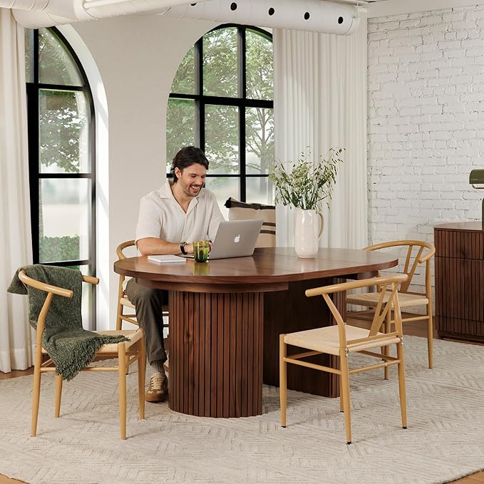 Transformer Table - Solid Wood Extendable Round Dining Table Set, Expandable Dining Table, Elegant and Functional Design, Perfect for Dining Room, Royal Brown (Table + Sideboard)