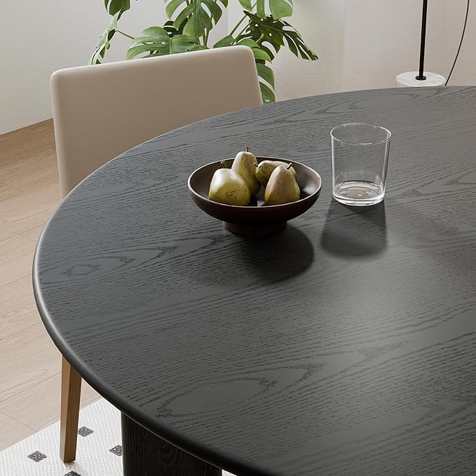 Casaphoria 45" Round Dining Table, Modern Kitchen Table for 4-6, Scratch-Resistant Top & Wood Pedestal, Farmhouse Dinner Table for Living Room, Kitchen, Bar, Easy Assembly, Black