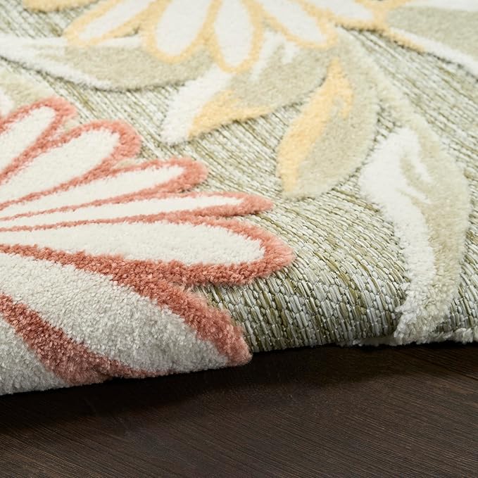 Nourison Home Aloha Sage Rose 5'3" x 7'5" Area Rug - Easy Clean, Non Shedding, Bed Room, Living Room, Dining Room, Kitchen (5' x 8')