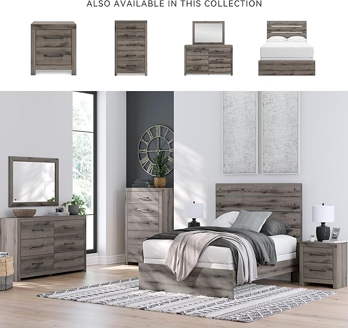 Signature Design by Ashley Urbanoore Retro 2-Drawer Nightstand with USB Ports, Light Gray