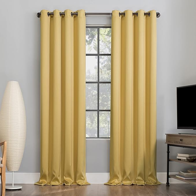 Sun Zero Nordic 2-pack Theater Grade Extreme 100% Blackout Grommet Curtain Panel Pair, 52" x 96", Flax