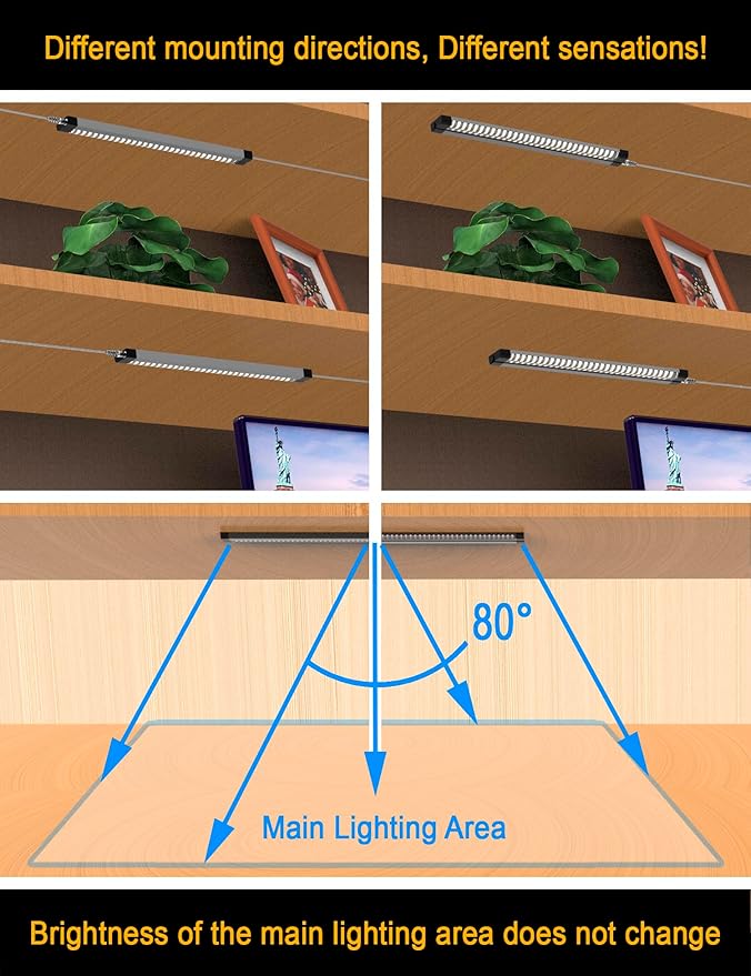 EBD Under Cabinet Lighting Touch Under Cabinet Lights Built-in 45cm Adjustable Cable, Splitter & 3 External Cable, 9 Panel 6500K Coolwhite 3150Lm Kitchen Under Counter Lights