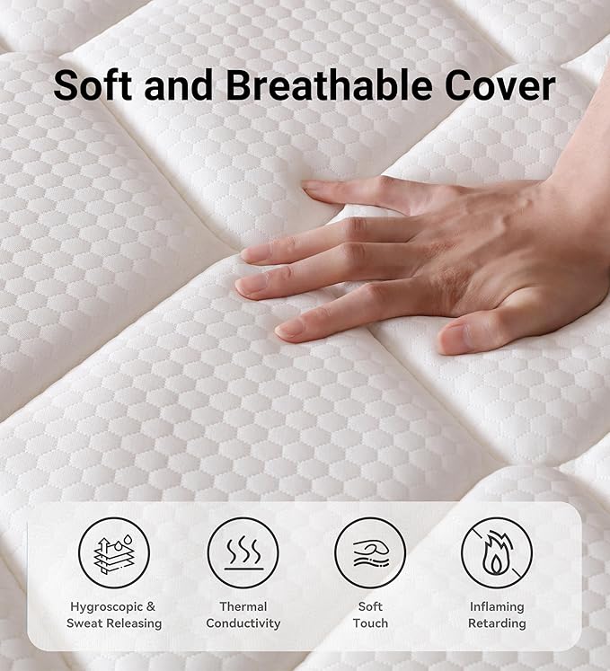 OGlAWA Queen Mattress,14 Inch Queen Size Hybrid Mattress in a Box, Gel Memory Foam Mattress for Pressure Relief,Medium Firm,CertiPUR-US Certified.