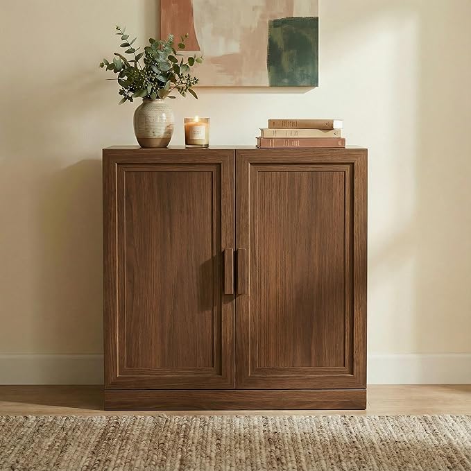 Casaphoria Adam Sideboard Buffet Cabinet with Storage, Sideboard Cabinet with Wooden Doors & Adjustable Shelves, 31" W x 31" H Coffee Bar for Entryway Kitchen Living Room, Walnut