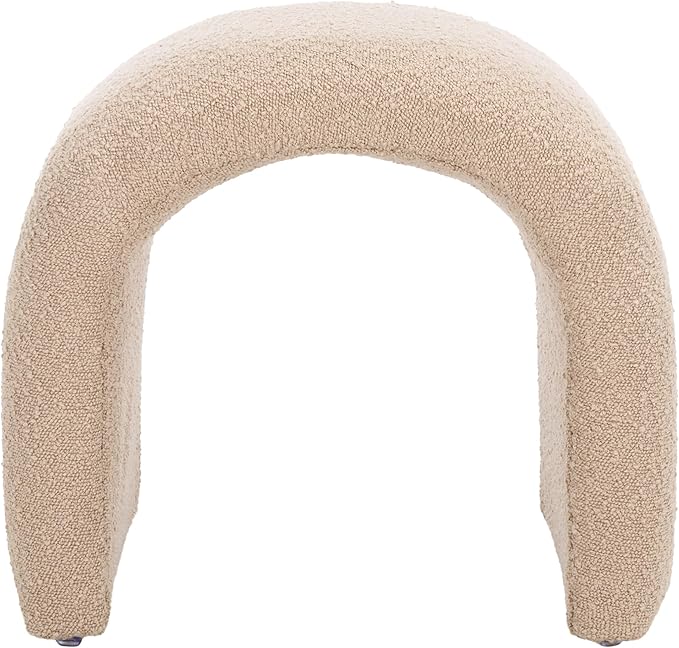 SAFAVIEH Home Collection Kibo Tan Boucle Waterfall Curved Ottoman (Fully Assembled)