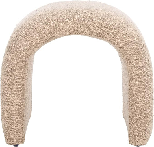 SAFAVIEH Home Collection Kibo Tan Boucle Waterfall Curved Ottoman (Fully Assembled)