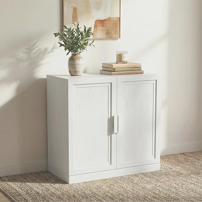 Casaphoria Adam Sideboard Buffet Cabinet with Storage, Sideboard Cabinet with Wooden Doors & Adjustable Shelves, 31" W x 31" H Coffee Bar for Entryway Kitchen Living Room, White
