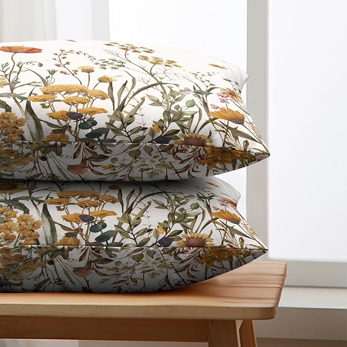 Fall Lumbar Pillow Covers 12x20 Set of 2 Autumn Flowers Decorative Outdoor Throw Pillow Case Burnt Orange Floral Thanksgiving Harvest Rectangle Pillowcase for Couch Sofa