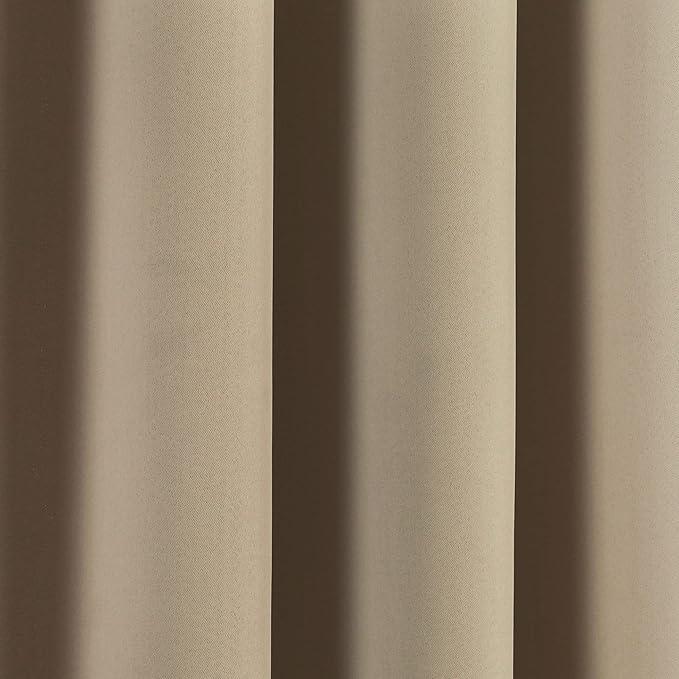 Lush Decor Insulated Grommet Blackout Window Curtain Panels, Pair, 52" W x 84" L, Mocha - Classic Modern Design - Chic Window Decor - Long Curtains For Living Room, Bedroom, Or Dining Room